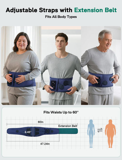 Cordless Heating Pad for Back, 2-in-1 Wired & Wireless Lower Back Massager with Heat, Rechargeable Wearable Heating Pad for Back Pain Relief Sciatica Lumbar Gifts for Father Men Women Mom