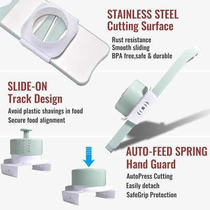 NACOLUS 6-Blade Mandoline Slicer for Kitchen,Handheld Vegetable Slicer | stainless steel surface,straight slicer 1/3mm,shredder 2/3mm,waffle fry cutter,grater,finger-safe hand guard,garlic slicer