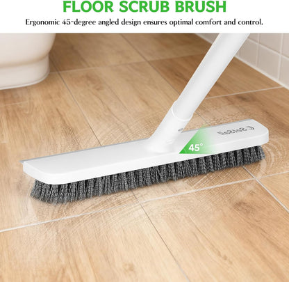 SetSail Floor Scrub Brush with 51-Inch Long Adjustable Handle 2 in 1 Scrape Brush Stiff Bristle Floor Scrubber for Cleaning Shower Bathroom Garage Kitchen Wall Deck Tub Tile | 2 in 1 Scrape Brush Stiff Bristle Floor Scrubber for Cleaning Shower Bathroom