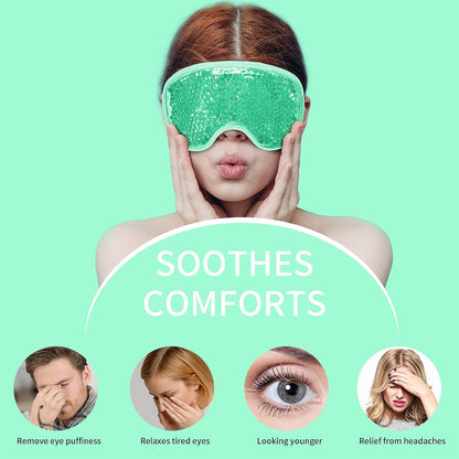 Cooling Eye Mask with Gel Beads, Reusable Cold Eye Mask for Puffy Eyes, Dark Circles, Sleep, Relaxation, Soft Cooling Eye Pads for Men Women（Purple）
