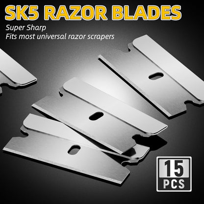 DIYSELF 1 Pack Razor Blade Scraper with 15 Extra Blades, Scraper Tool for Cleaning Window, Paint, Cooktop, Oven, Glass Stove Top Scraper, Razor Scraper with Buit-In Blade Storage | Razor Scraper for Cleaning Window, Paint, Cooktop, Oven, Glass Stove Top