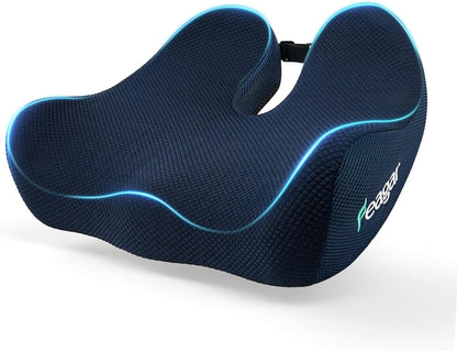 Seat Cushion for Office Chair - Memory Foam Tailbone Cushion | for Desk Chair, Car Seat and Wheelchair - Ergonomic Chair Pad for Hip and Lower Back Comfort - Washable Mesh Cover