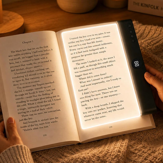 Gayrrnel LED Flat Book Light for Reading, USB Book Light for Reading in Bed, 3 Color Mode 1200mAh