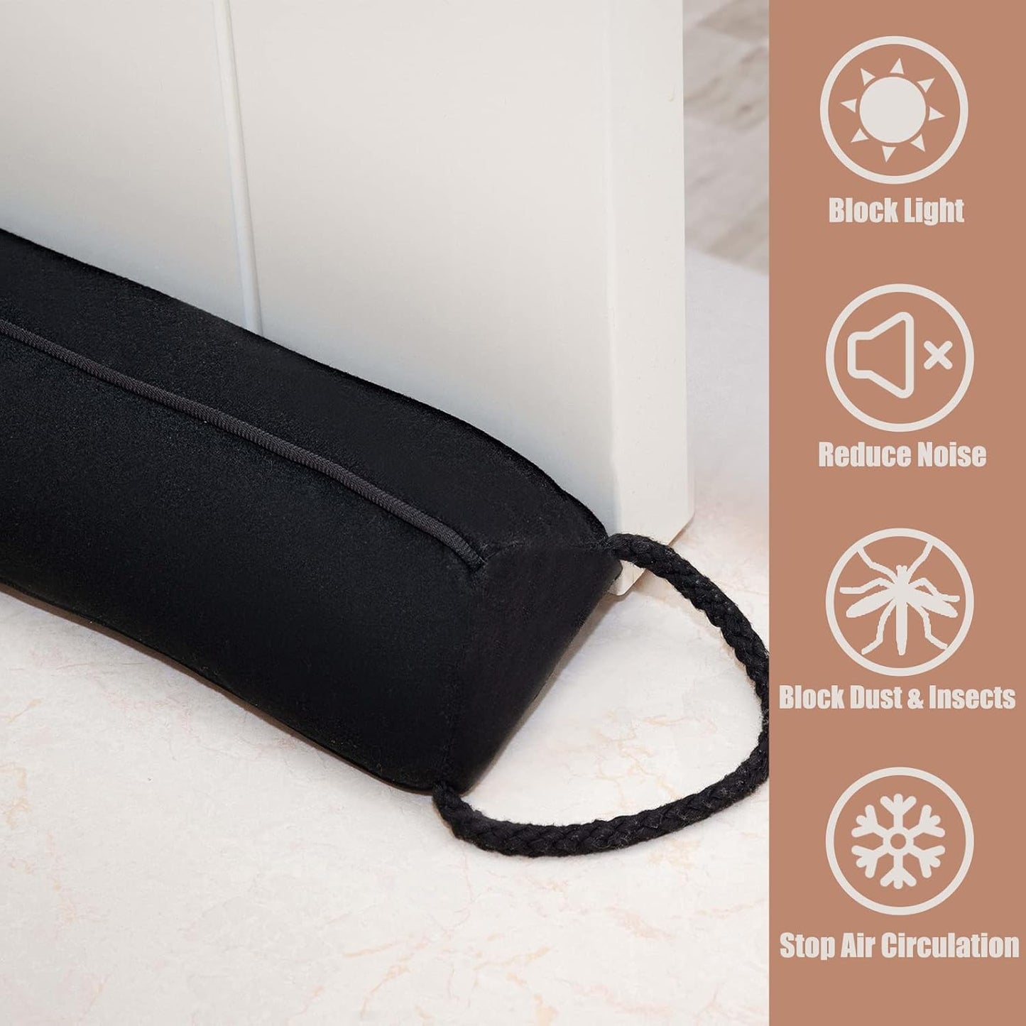 Under Door Draft Stopper Decorative Wind Stopper 36 inch for Door & Window, Weighted Animal Air Draft Stopper for Bottom of Door with Hanging Loops - Brown Dog
