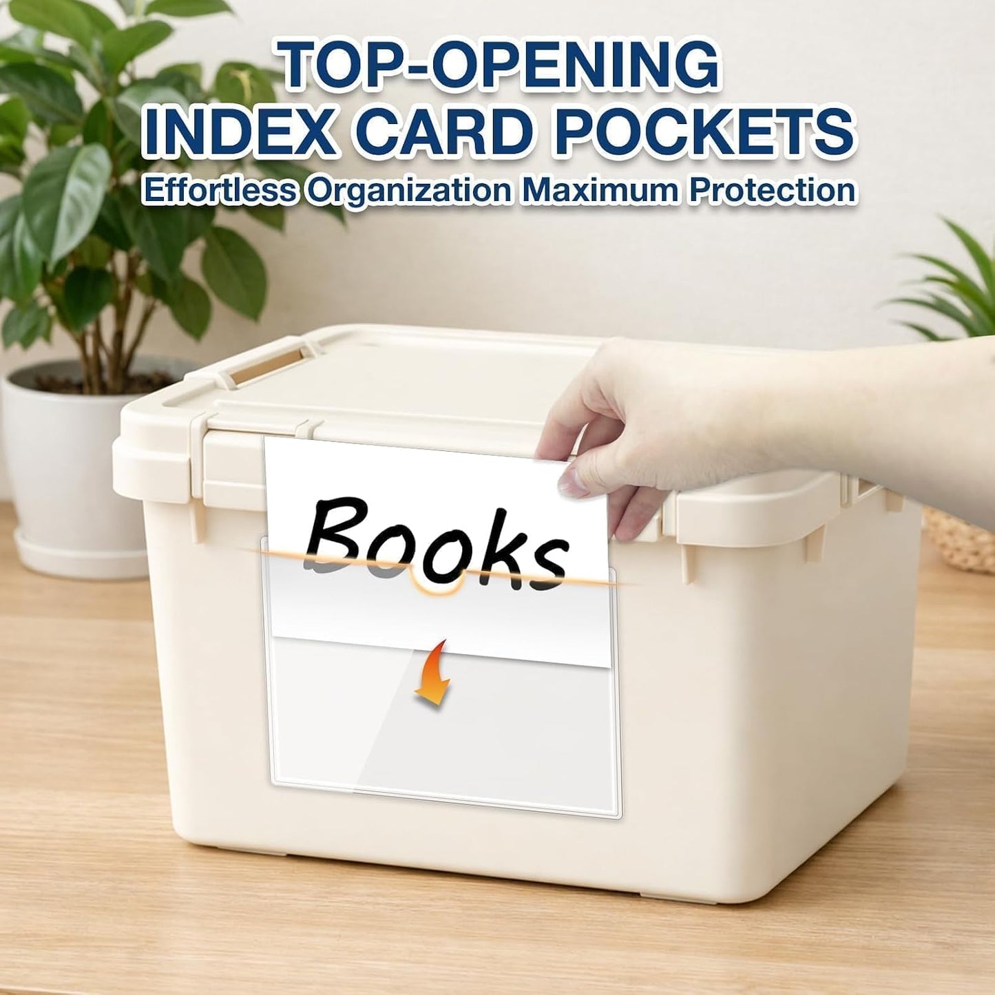 H4D 24 Pack labels for Storage Bins, 4" x 6" Plastic Clear Adhesive Pockets | Top-Open Index Card Holder, Waterproof & Removable Labels for Storage Bins, Totes, Containers, Shelves & Library Organization