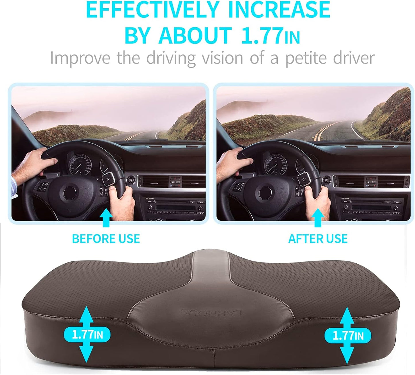 Car Seat Cushion - Comfort Memory Foam Seat Cushion for Car Seat Driver, Tailbone (Coccyx) Pain Relief, Car Seat Cushions for Driving (Gray)