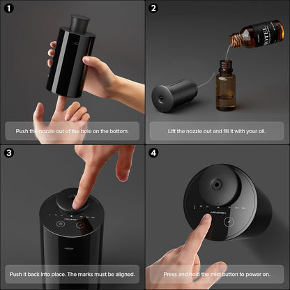 Airversa AN6 Waterless Essential Oil Diffuser Starter Kit, Black
