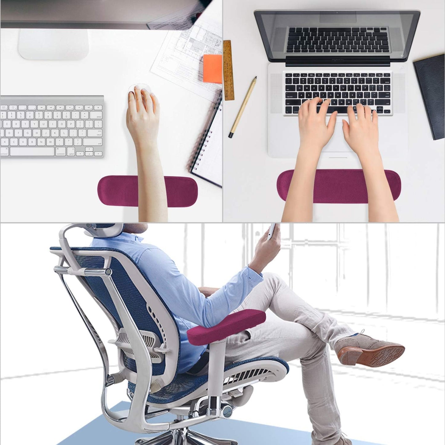 MOSISO Chair Armrest Pads, Home/Office Chair Arm Rest Covers, Black | 2 Pack Memory Foam Comfy Computer Gaming Elbow Cushion, Removable Washable Elbow, Support Forearm Pressure Relief