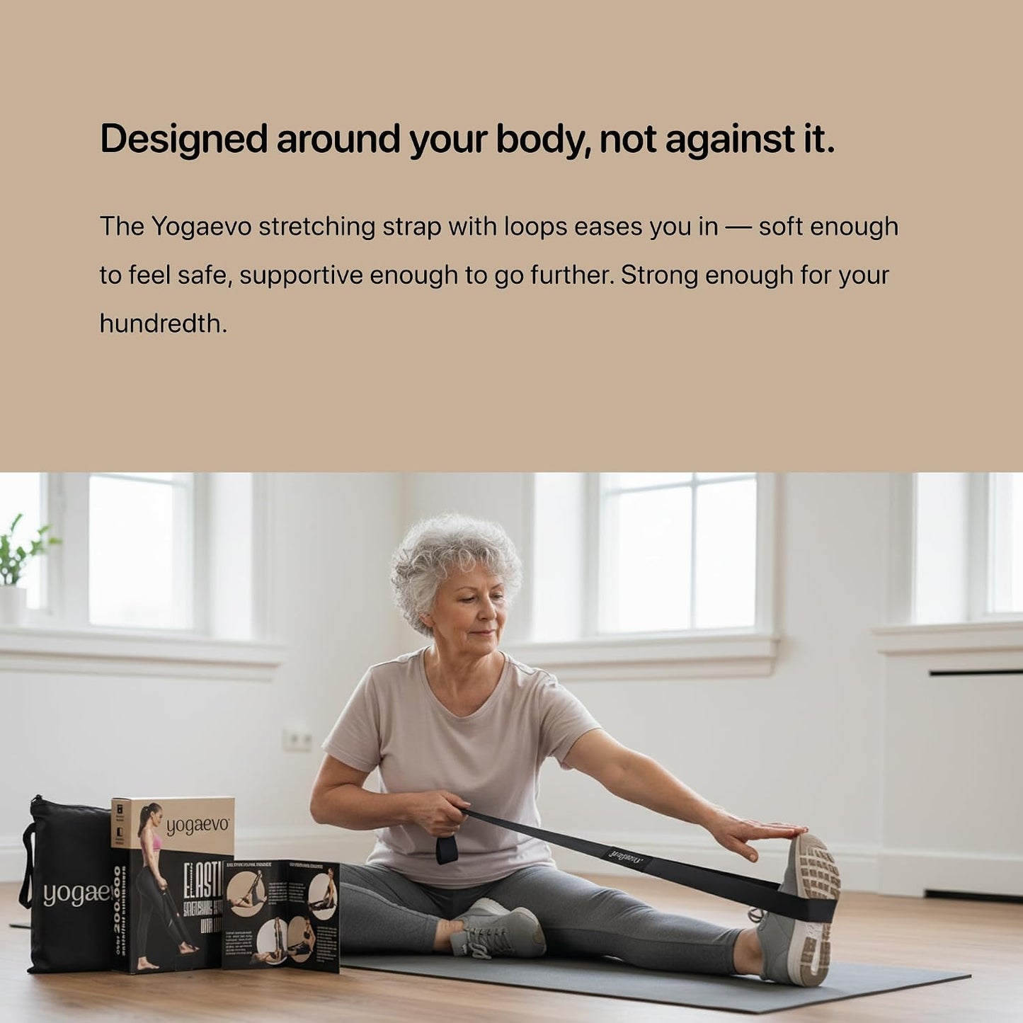 YogaEVO Elastic Stretching Strap with Loops for Physical Therapy