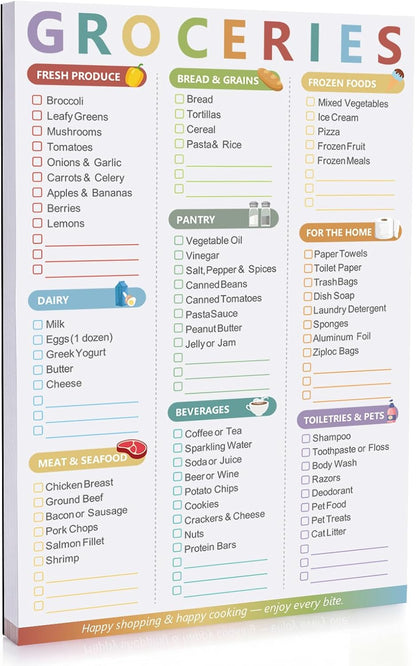 Thboxes 60 Sheets Magnetic Weekly Meal Planner for Fridge, Grocery List Pad | Tear-Off Shopping List, 7x10 In, Flower Design, Full Backing Grip, for Meal Prep, Kitchen, Families, Parents, Home Office