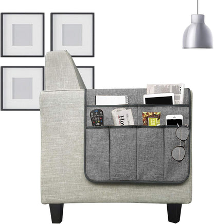 Couch Sofa Armrest Organiser Arm Chair Caddy Bedside Storage Pocket with 8 Pockets TV Remote Holder Bed Storage Pocket Bag for Cellphone Tablet Notepad Book Magazines DVD Glasses