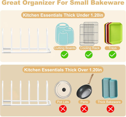 Fikoksol Cutting Board Organizer Storage, Baking Sheet Rack under Cabinet | Heavy Duty Cookie Sheet Organizer, Metal Cutting Board Holder, Space-saving Plate Holder for Cabinet, Tray Divider for Drawer