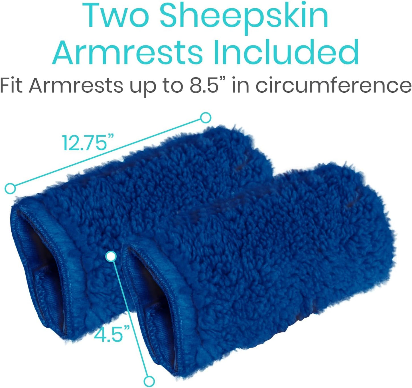 Vive Wheelchair Armrest Pads (2 PCS) - Memory Foam Sheepskin Cushion | Accessories for Transport Electric Wheel Chair Arm Rests - for Adults, Seniors, Handicapped - Soft Support for Office Chair