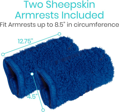 Vive Wheelchair Armrest Pads (2 PCS) - Memory Foam Sheepskin Cushion | Accessories for Transport Electric Wheel Chair Arm Rests - for Adults, Seniors, Handicapped - Soft Support for Office Chair