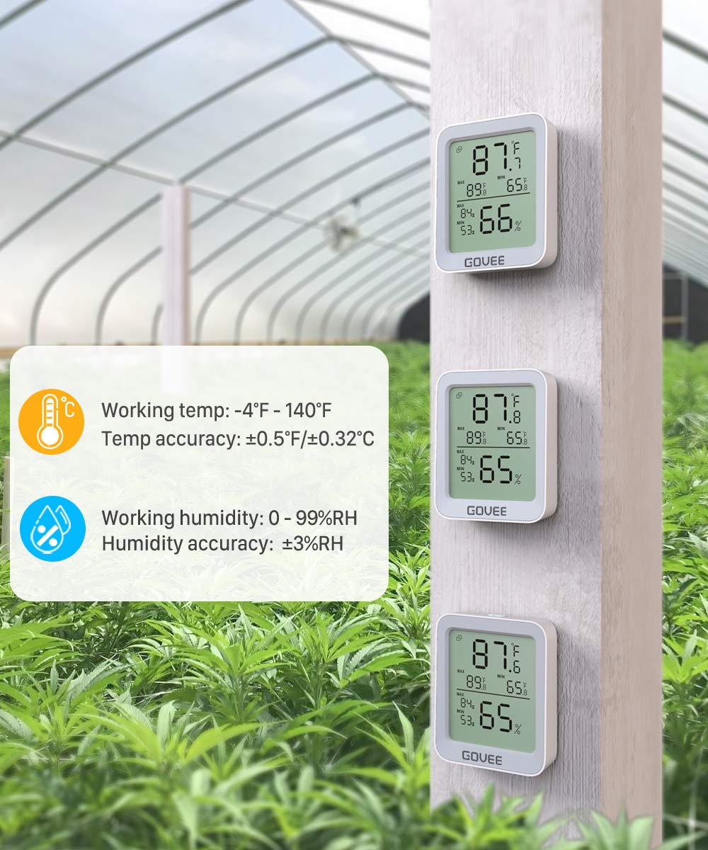 Govee Indoor Hygrometer Thermometer H5075 with Bluetooth App Control | Room Temperature Humidity Meter, 164ft Remote Monitor, Smart Alerts, 2 Years Data Storage Export, for Bedroom Wine Cellar