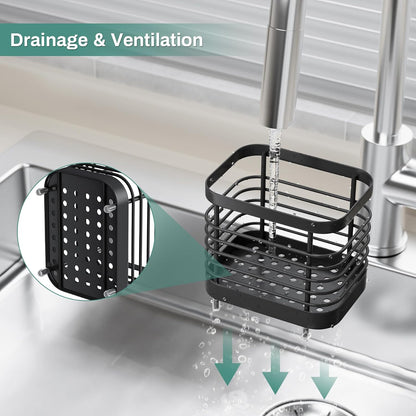 Stainless Steel Electric Toothbrush Holder for Bathroom with Drainage | Anti-Slip Countertop Tooth Brush Holder Caddy Stand, Toothbrush and Toothpaste Organizer, Black Bathroom Accessories Decor