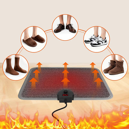 Heated Floor Mat Under Desk for Foot Warmer - Wider 110V Adjustable Temperature Electric Heating Pad - Carbon Crystal & Energy Saving Feet Warmers for Office,Home (Black)