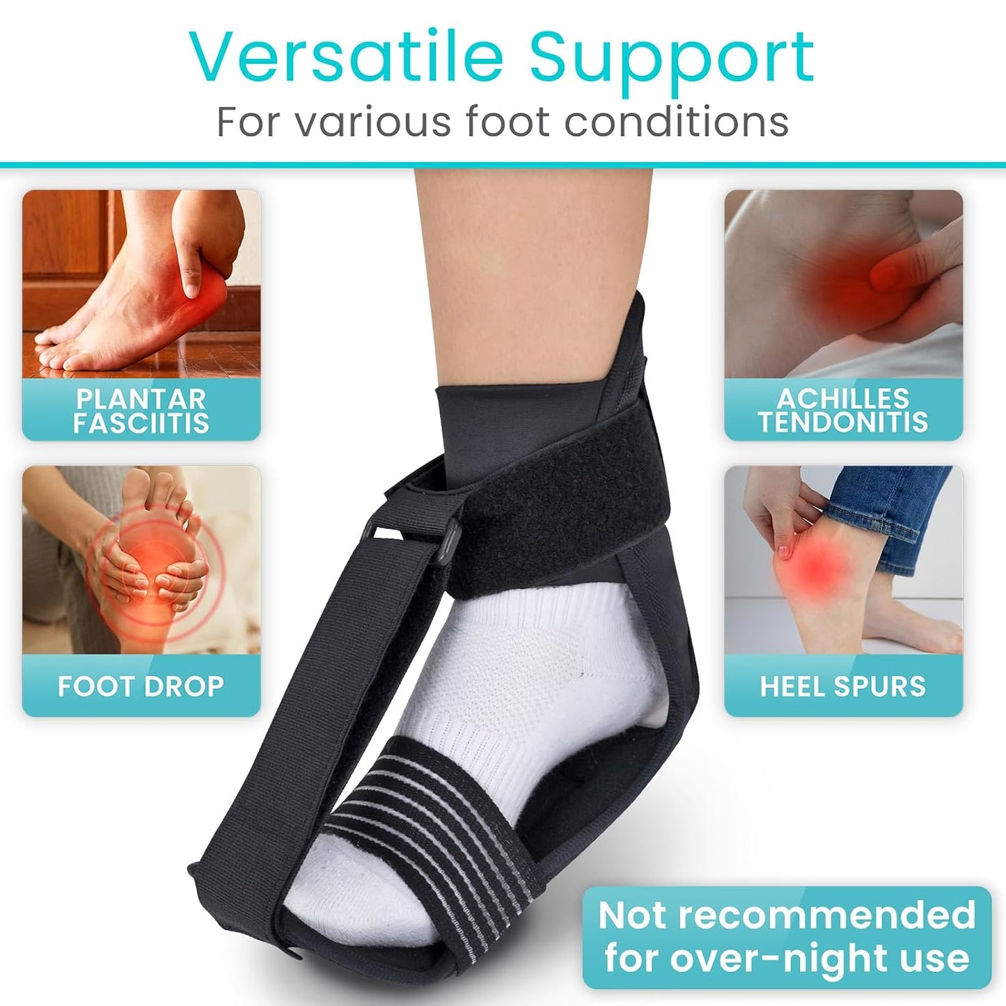 Vive Plantar Fasciitis Stretcher - Foot & Calf Stretcher for Men & Women | Achilles Tendonitis Brace Sling for Pain Relief - Dorsiflexion Therapy, Adjustable - Lightweight Arch & Heel Support