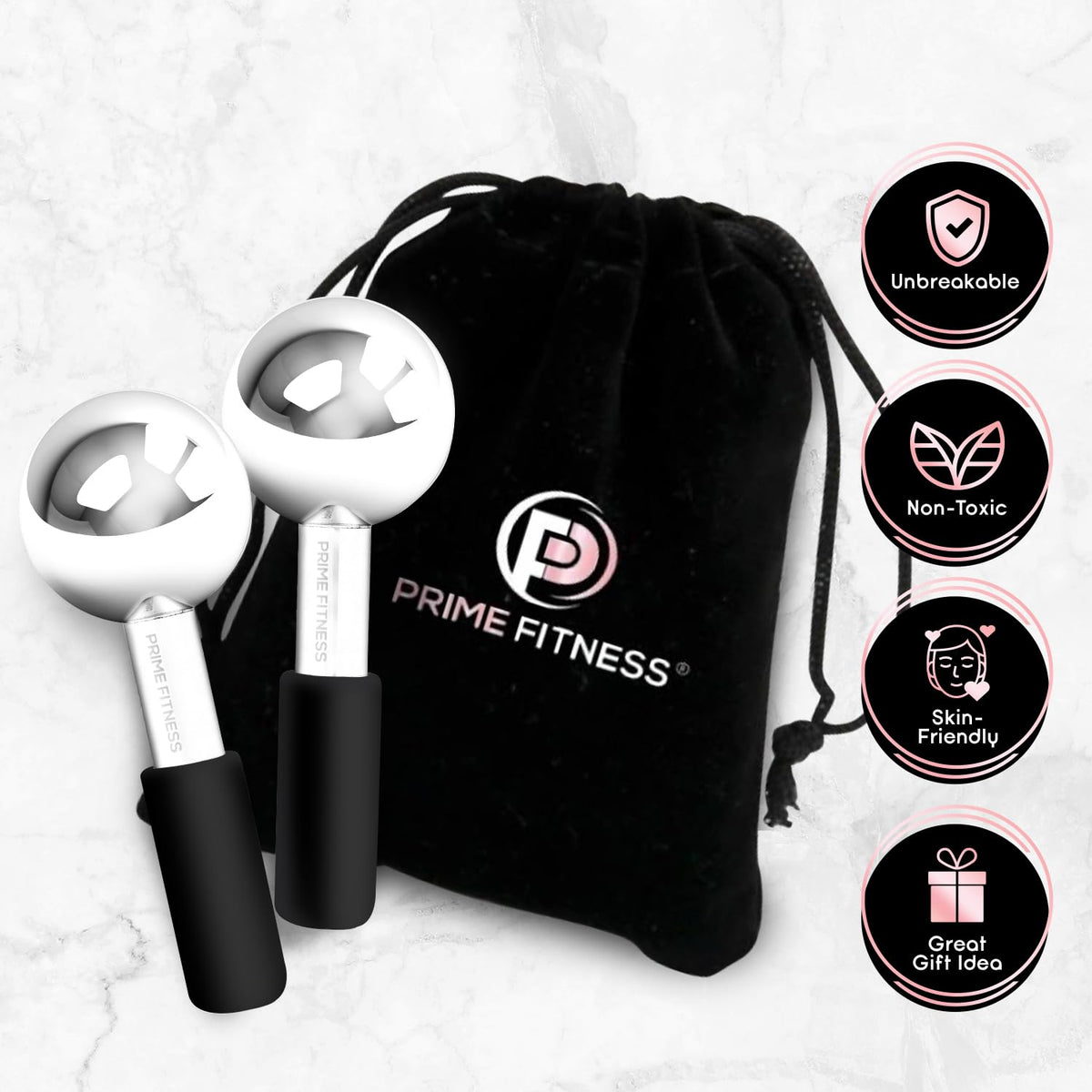 Ice Globes for Facials | Unbreakable Steel Cooling Roller | Cryo Sticks for Face | Massager for Face Neck & Eyes | Skin Care for Dark Circles, Puffiness, Wrinkles, Collagen Production (White)