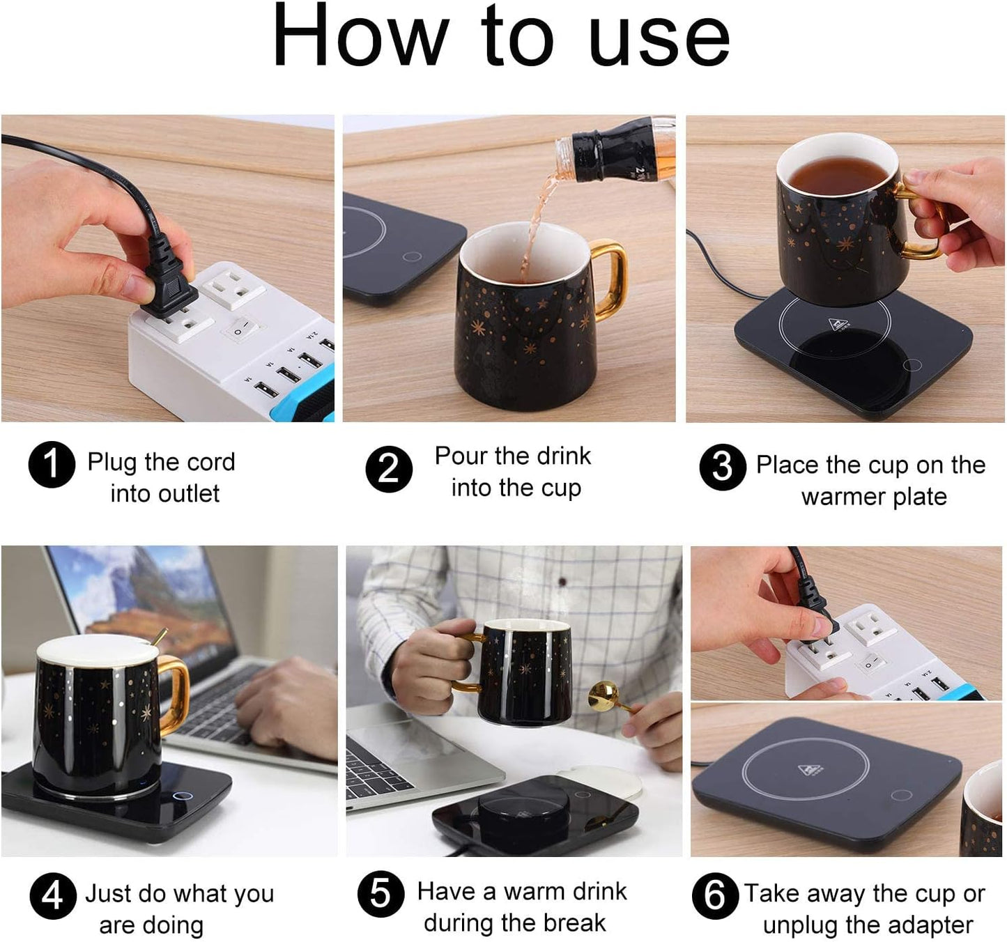 Misby Mug Warmer, Coffee Warmer for Desk Auto Shut Off Coffee Lovers Gift Ideas, Smart Coffee Cup Warmer with Gravity-Induction Coffee Mug Warmer for Desk Use Keep Beverages Coffee Warmer (White)