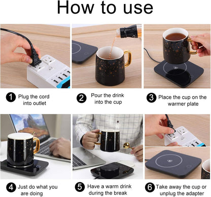 Misby Mug Warmer, Coffee Warmer for Desk Auto Shut Off Coffee Lovers Gift Ideas, Smart Coffee Cup Warmer with Gravity-Induction Coffee Mug Warmer for Desk Use Keep Beverages Coffee Warmer (White)