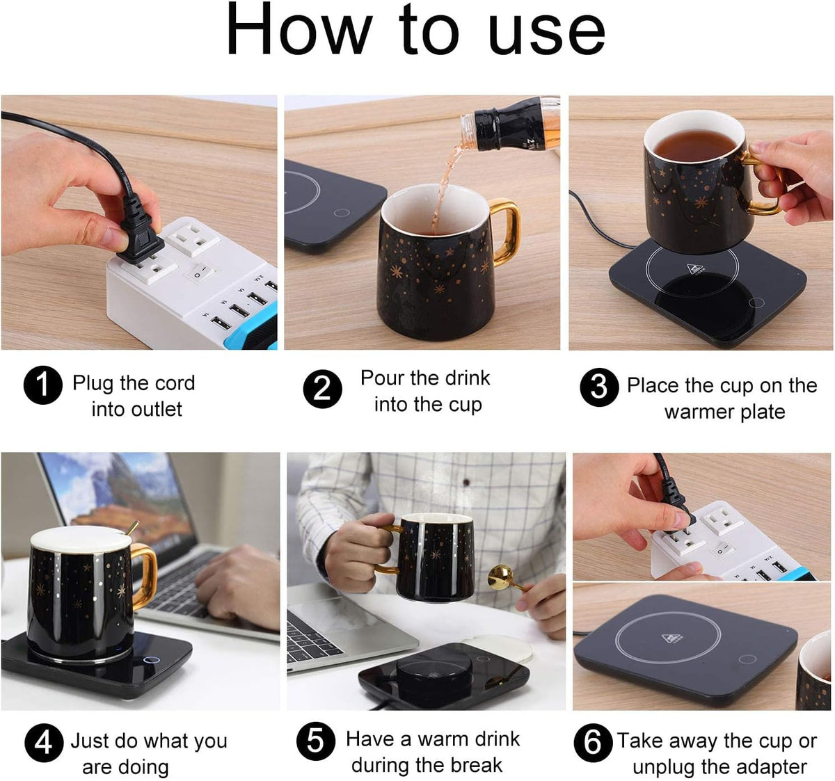 Misby Mug Warmer, Coffee Warmer for Desk Auto Shut Off Coffee Lovers Gift Ideas, Smart Coffee Cup Warmer with Gravity-Induction Coffee Mug Warmer for Desk Use Keep Beverages Coffee Warmer (White)