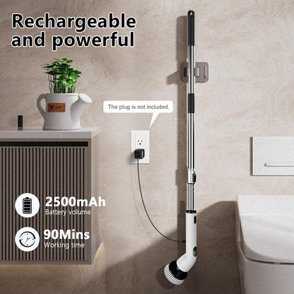 Electric Spin Scrubber, Full-Body IPX7 Waterproof Bathroom Scrubber,4 Replacement Head for Adjustable Extension Handle Electric Cleaning Brush for Bathroom, Tub, Tile
