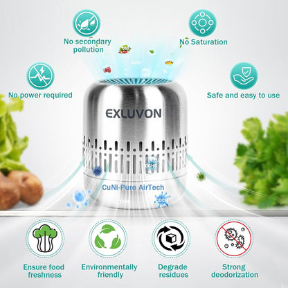 Refrigerator Deodorizer, Up to 10 years, Catalytic Odor Remover | Reusable Housewarming Gift for New Homes, Alternative to Baking Soda and Charcoal Bags for Freezers, Cars, Closets and RVs.