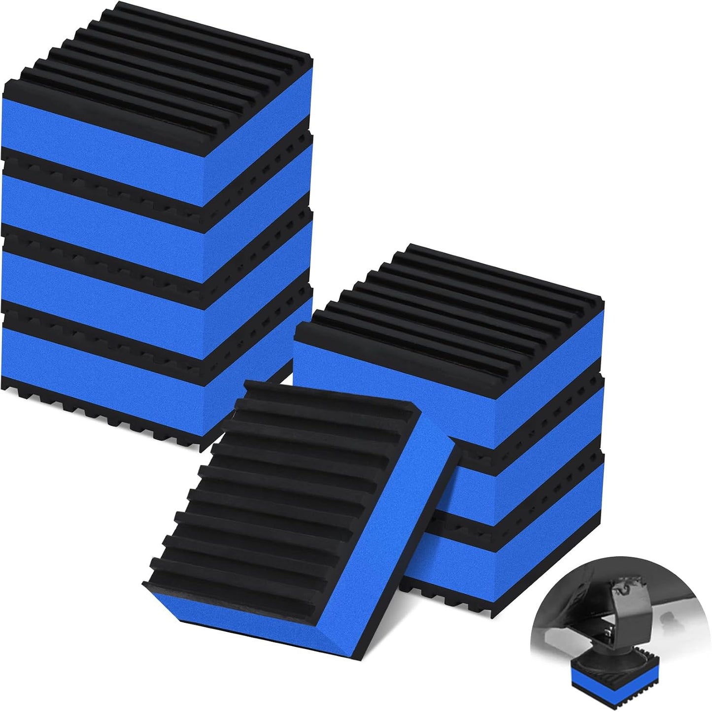 4 Pack Anti Vibration Pads for Washing Machine 4"x4"x7/8", Sound Isolation Vibrating Pad Ribbed Rubber Damping Mat EVA Center for Air Compressors, Conditioner, Treadmill, HVAC Washer Dryer