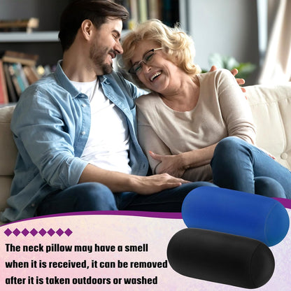 Geelin 2 Pcs Microbead Roll Pillow 11.8 x 6.3 Inch Soft Pillow Bolster Cylindrical Pillow Microbead Pillows for Sleeping Home Travel Neck Head Back Support Rest (Violet, Black)