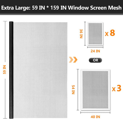 Secopad Window Screen and Screen Door Mesh Repair Kit, Black, 48in x 177in | Replacement Tools Kit, Easy to Install, Extra Large, Durable Fiberglass, Pet and Kid Friendly, For Window Door Patio & Porch
