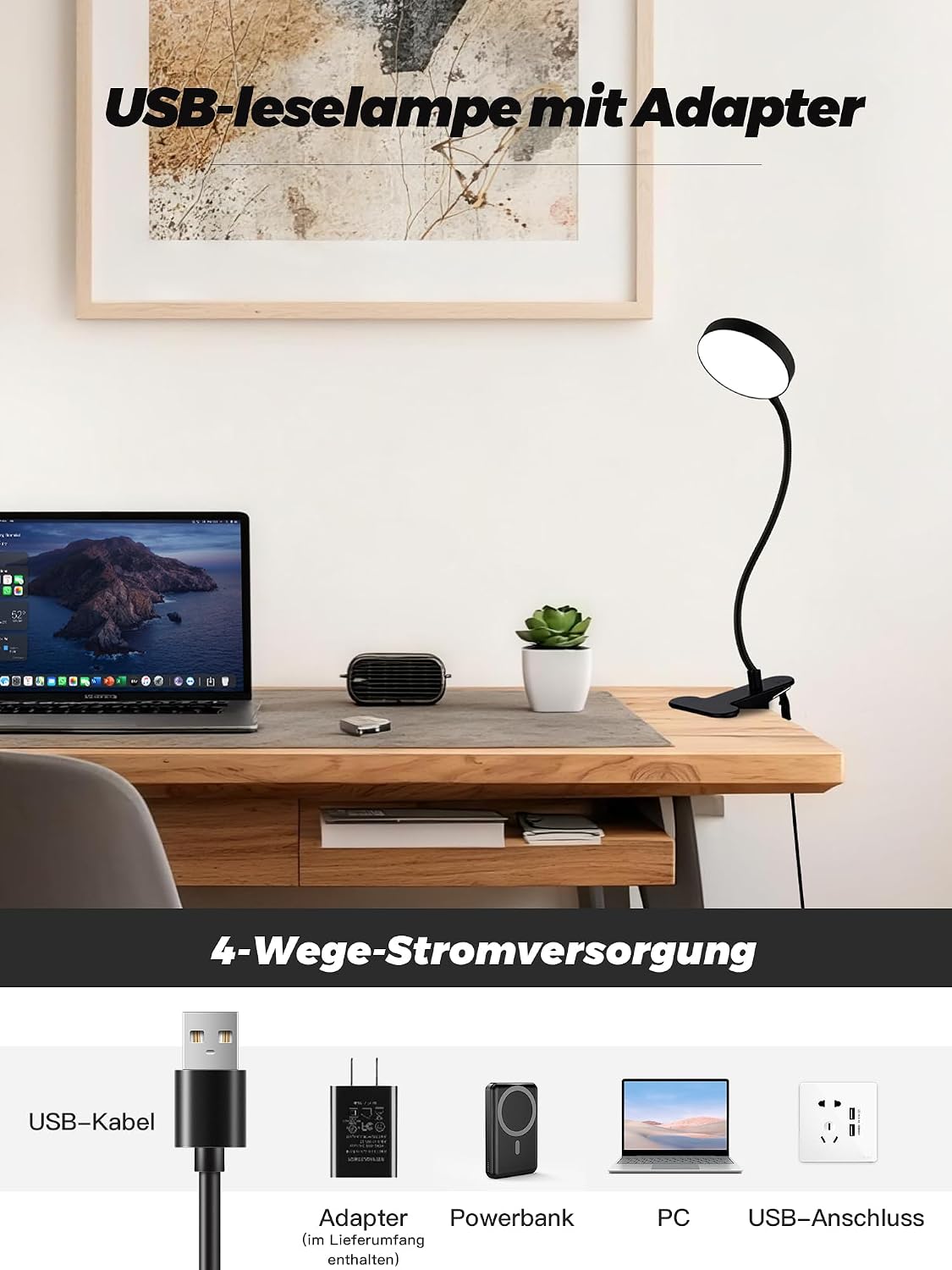 Clip on Lamp,10 RGB Colors+10 Brightness Bright Desk Lamp with Clamp Light