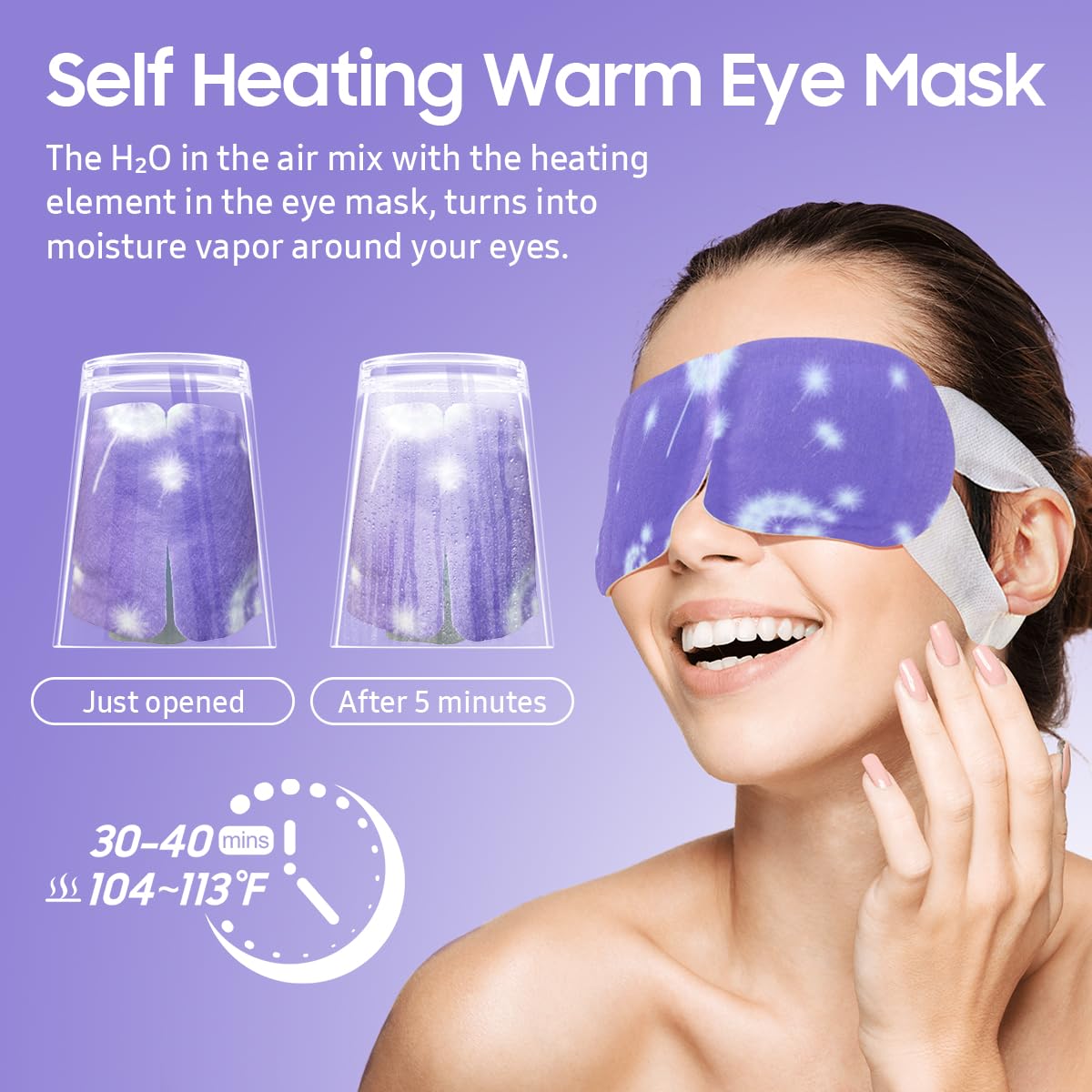 BeHoomi Steam Eye Mask, 10Packs Heated Eye Mask, Self Heating Disposable SPA Warm Compress for Eyes Sleep Mask, Travel Essentials & Relaxation Gifts for Women (Lavender Scent)