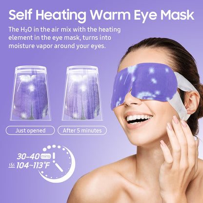 BeHoomi Steam Eye Mask, 10Packs Heated Eye Mask, Self Heating Disposable SPA Warm Compress for Eyes Sleep Mask, Travel Essentials & Relaxation Gifts for Women (Lavender Scent)