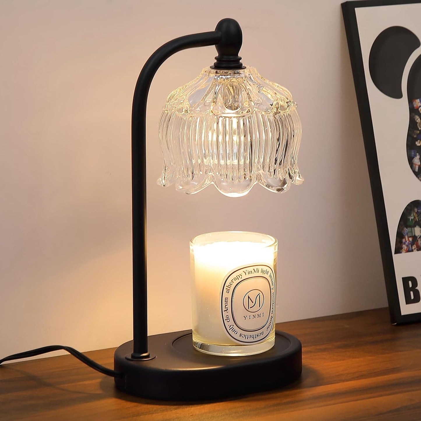 Candle Warmer Lamp with Timer and Dimmer,Electric Gold Light Gifts for Women Melt Wax Warmer Lamp with 2 Bulbs for Candle Jars House Warming New Home Decor Bedroom