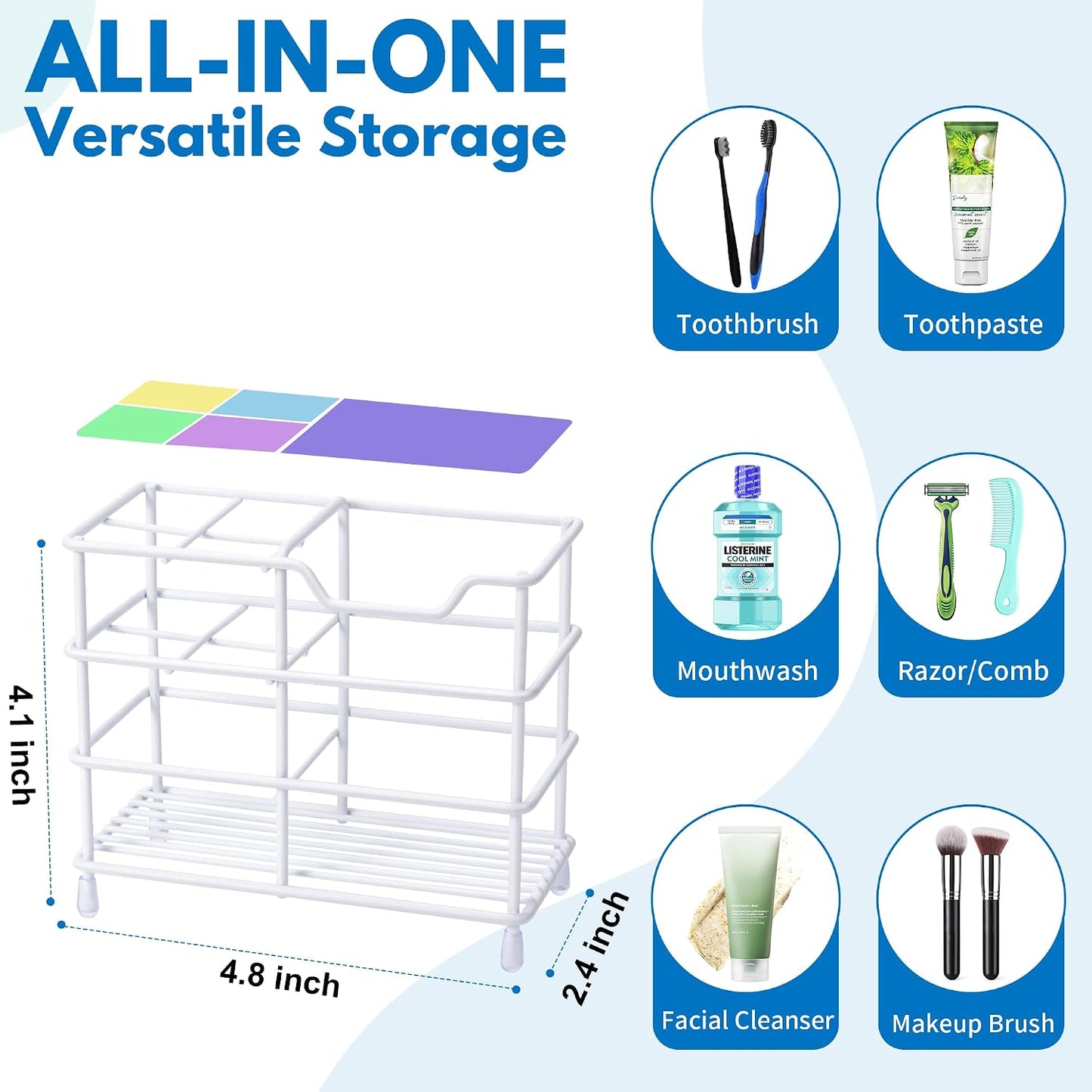 Electric Toothbrush Holders for Bathrooms 304 Stainless Steel Quick Drying | Upgrade Heavy Duty Sturdy Durable Toothpaste Holder Bathroom Organizer Storage Decor Accessories Tooth Brush Holder Caddy