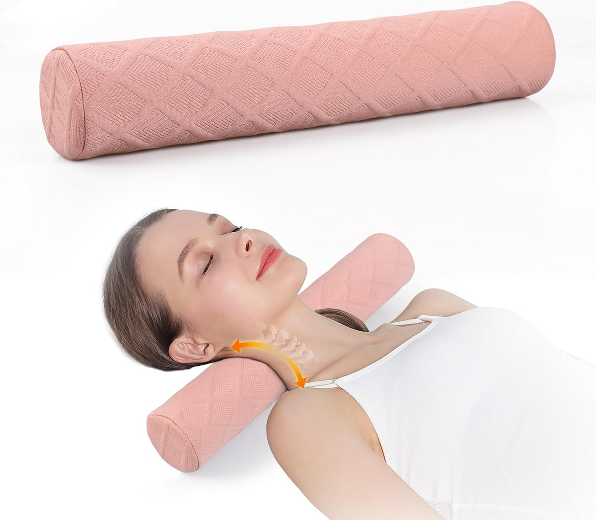 Cozyhealth 3.1" H Small Cervical Roll Pillow, Medium Soft Memory Foam Neck Round Pillow Cylinder Bolster Pillow for Sleeping, Round Neck Support for Bed, Legs, Back and Yoga (Grey, Small - 3.1" H)