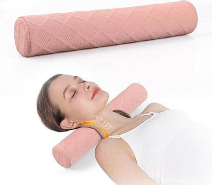 Cozyhealth 3.1" H Small Cervical Roll Pillow, Medium Soft Memory Foam Neck Round Pillow Cylinder Bolster Pillow for Sleeping, Round Neck Support for Bed, Legs, Back and Yoga (Grey, Small - 3.1" H)