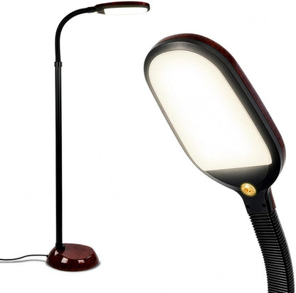 Brightech Litespan - Bright LED Floor Reading Lamp for Over Chair Crafts and Reading, Esthetician Light for Lash Extensions, Gooseneck Adjustable Standing Lamp for Living Room, Bedroom, Office - Black