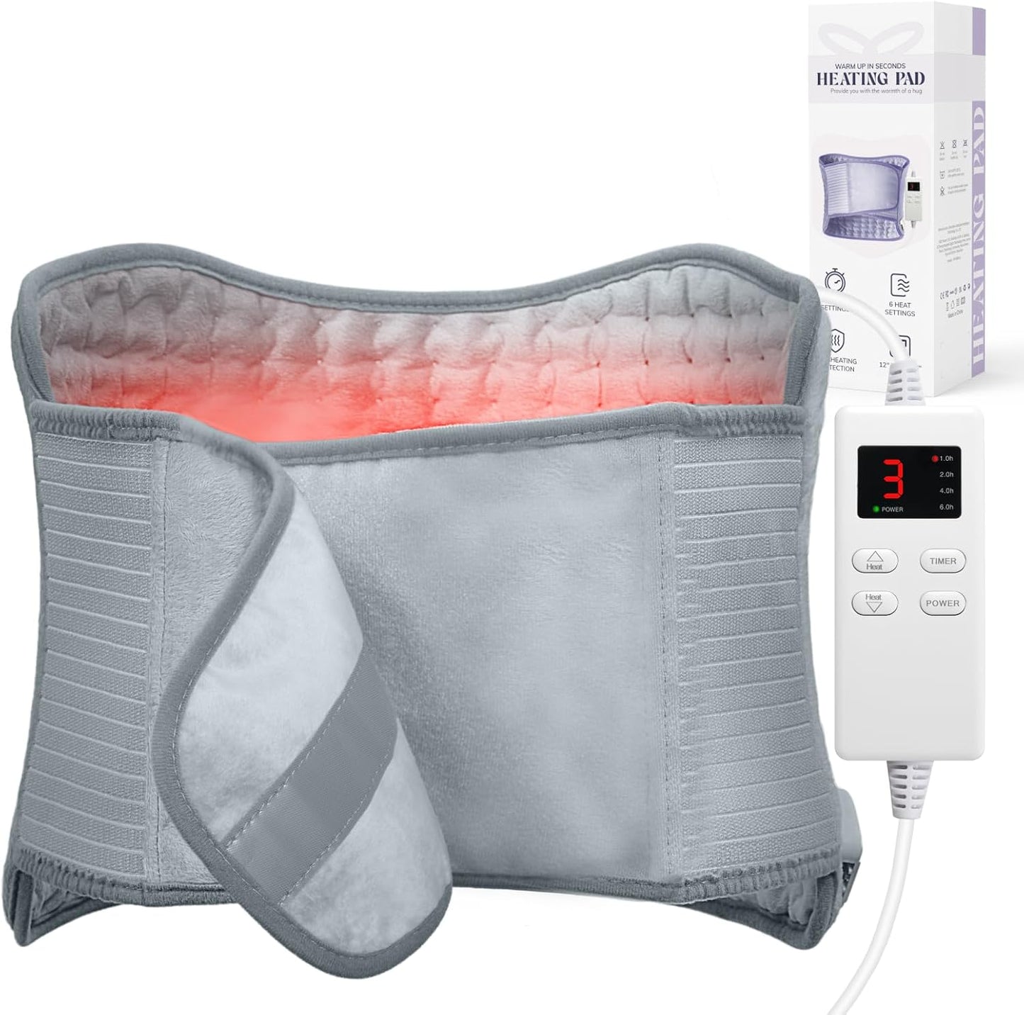 Heating Pad for Period Cramps, Electric Heat Pad with 6 Heat Levels and 4 Times Settings, Moist Heating Pad for Back Pain Relief, Neck, Shoulder, Abdomen, Birthday Gifts for Women and Men