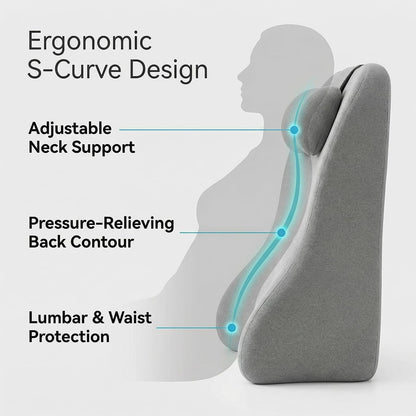 Back Wedge Pillow for Sofa, Lumbar Support Reading Pillow for Bed, Back Support Cushion for Sitting Up, Angled Design for Relaxing, Bedtime and Night Comfort (Light Gray)