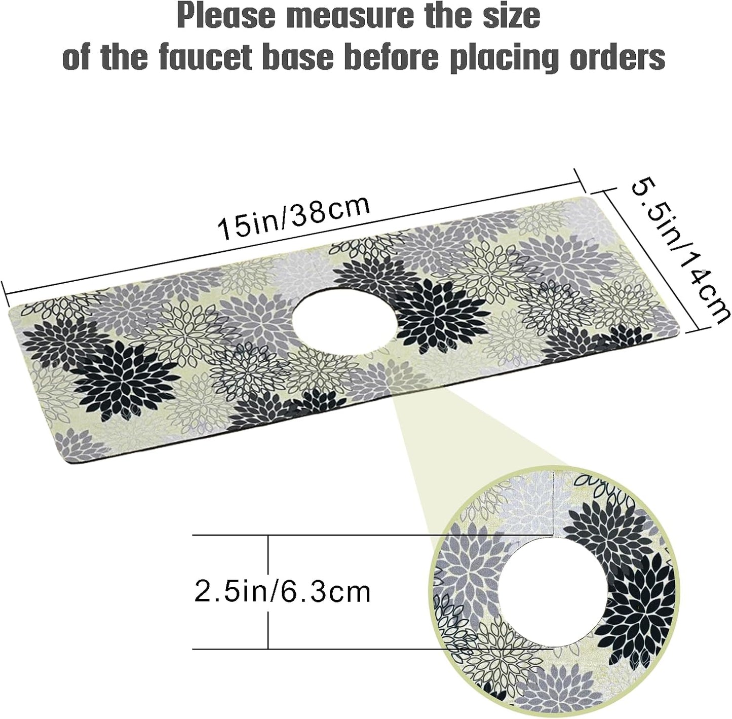 Sink Faucet Absorbing Mat, 2 Pack Drying Mat Around Faucet Sink Splash Guard Behind Faucet Sinkmat For Kitchen Bathroom Island Rv 24 * 5.5 Inch (60 * 14 cm)