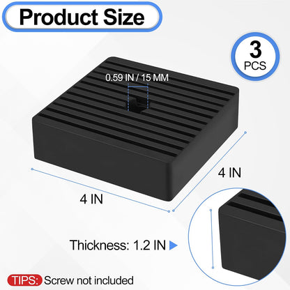 4 Pack Anti Vibration Pads for Washing Machine 4"x4"x7/8", Sound Isolation Vibrating Pad Ribbed Rubber Damping Mat EVA Center for Air Compressors, Conditioner, Treadmill, HVAC Washer Dryer