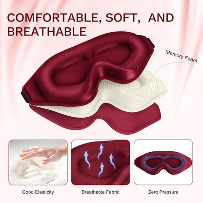 FlyCoco 99% Fully Block Out Light Eye Sleep Mask, 3D Deep Contoured Eyes Cover Zero Pressure, Long Lash Extension Eyes Mask with Adjustable Straps for Sleeping Travel Home Nap Rest Women Men (Pink)