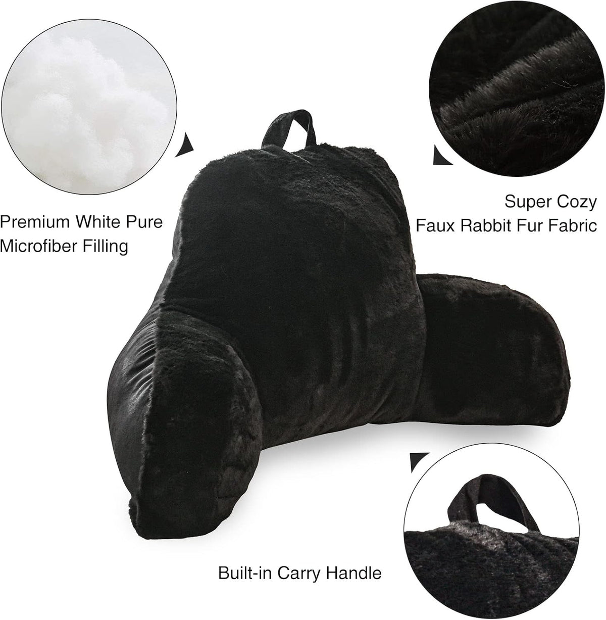 Aimuan Reading Pillow Bed Rest Wedge Adult Backrest Pillow with Arms Sitting in Bed Cushion Incline Rest Sleeping Pillow for Watching TV/Gaming/Relaxing, Ivory