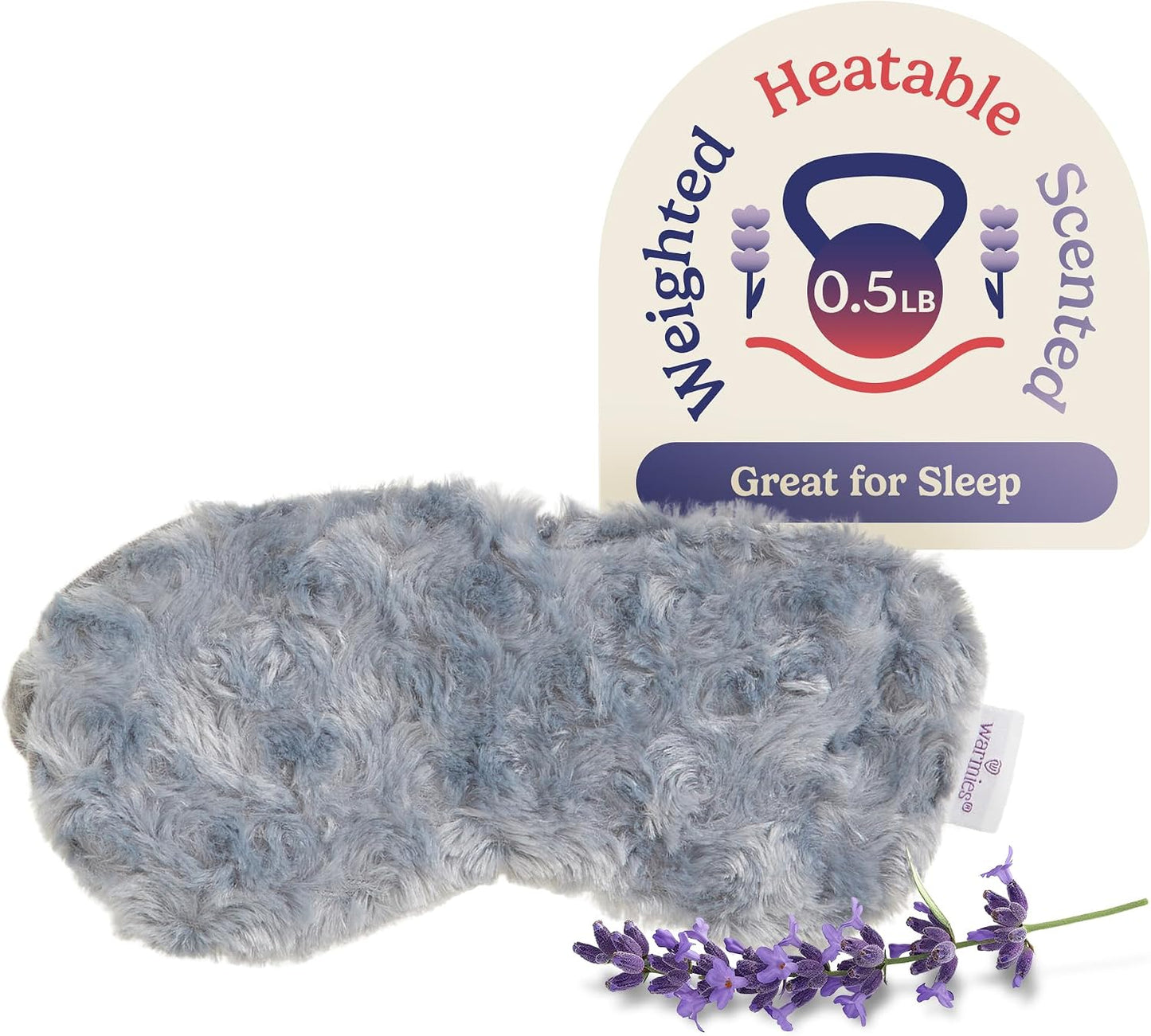 warmies Microwavable Eye Mask for Warmth & Comfort - Heating & Cooling Compress for Calming Relaxation - Weighted & Heated Eye Mask with Scented Lavender for Sleeping - Snowy