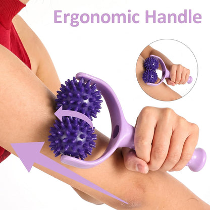 Spiky Massage Balls Rollers with Dual Ball Design, Manual Massage Stick