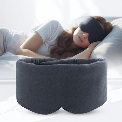 Cotton Sleep Mask for Side Sleepers with Contoured Nose Design, Blackout Eye Mask for Sleeping, Soft Breathable Light Blocking for Men Women, Full Coverage Eye Mask with Ear Covers for Travel