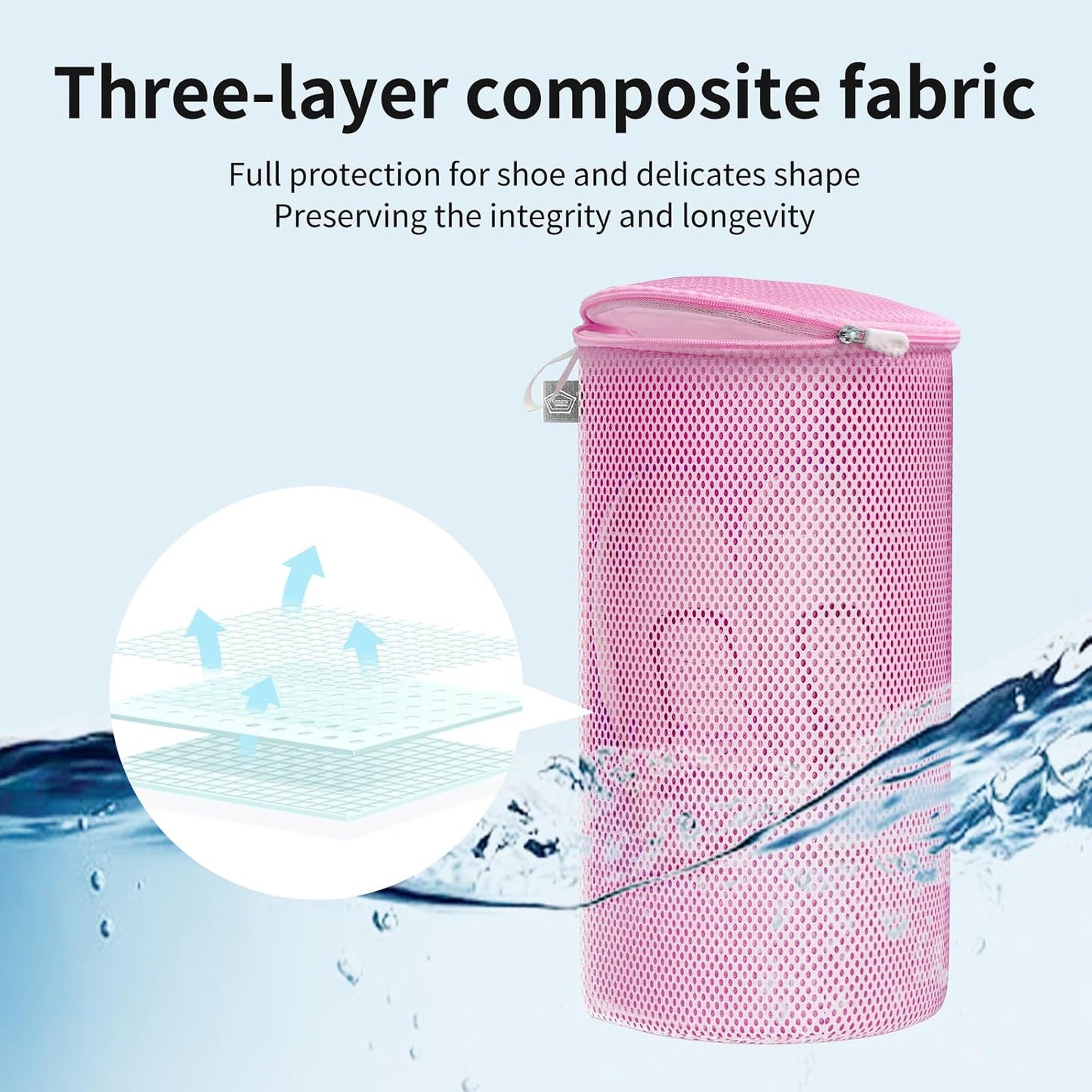 Shoe Washing Machine Bag, Laundry Bag for Sneakers, Orange, 7x15 | Bag to Wash Shoes in Washer and Dryer, for Tennis, Footwear, Trainers, Slippers, Prevent Tangling, Honeycomb Mesh