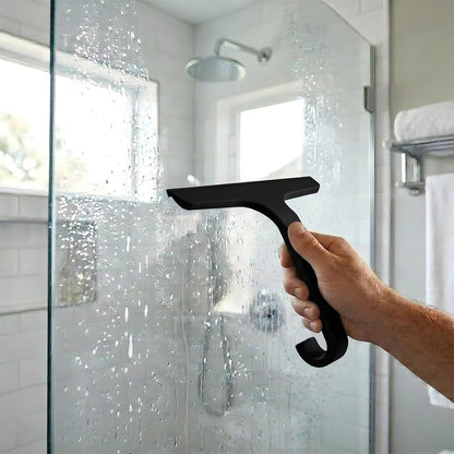 Bathroom Glass Shower Door Squeegee, Silicone & Metal, Black, 10"W x 9.2"L | Effortless, Time-Saving, Rustproof, Flexible, High Quality, Efficient, Cost-Effective, Multi-Functional, Wear-Resistant